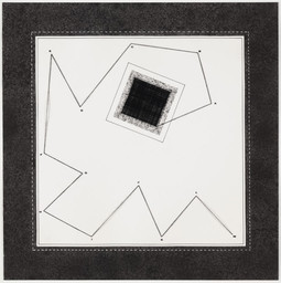 Anna Maria Maiolino. Desde A até M (From A to M), from the series Mapas Mentais (Mental Maps). 1972–99. Thread, synthetic polymer paint, ink, transfer type, and pencil on paper, 19 5/8 x 19 1/2" (49.8 x 49.5 cm). The Museum of Modern Art, purchase