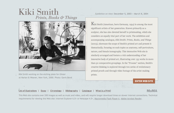 Interactives: Screenshot from Kiki Smith: Prints, Books, and Things, 2003