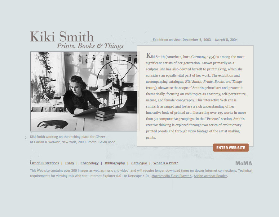 Interactives: Screenshot from Kiki Smith: Prints, Books, and Things, 2003