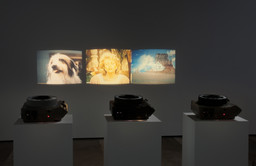 Robert Heinecken. Installation view of Surrealism on TV. 1986. Two hundred sixteen color 35 mm slides. Slide-show time variable. The Robert Heinecken Trust, Chicago; courtesy Cherry and Martin, Los Angeles. © 2014 The Robert Heinecken Trust
