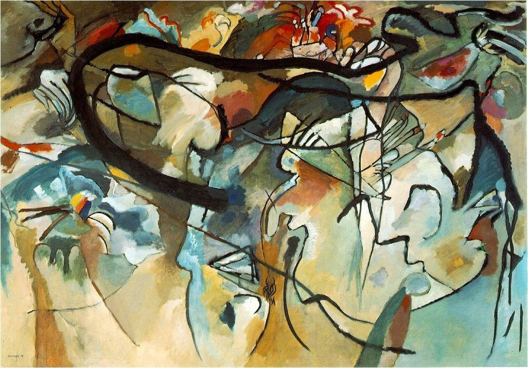 Vasily Kandinsky, _Komposition V (Composition V)_, 1911  
Oil on canvas Städtische Galerie im Lenbachhaus, Munich
