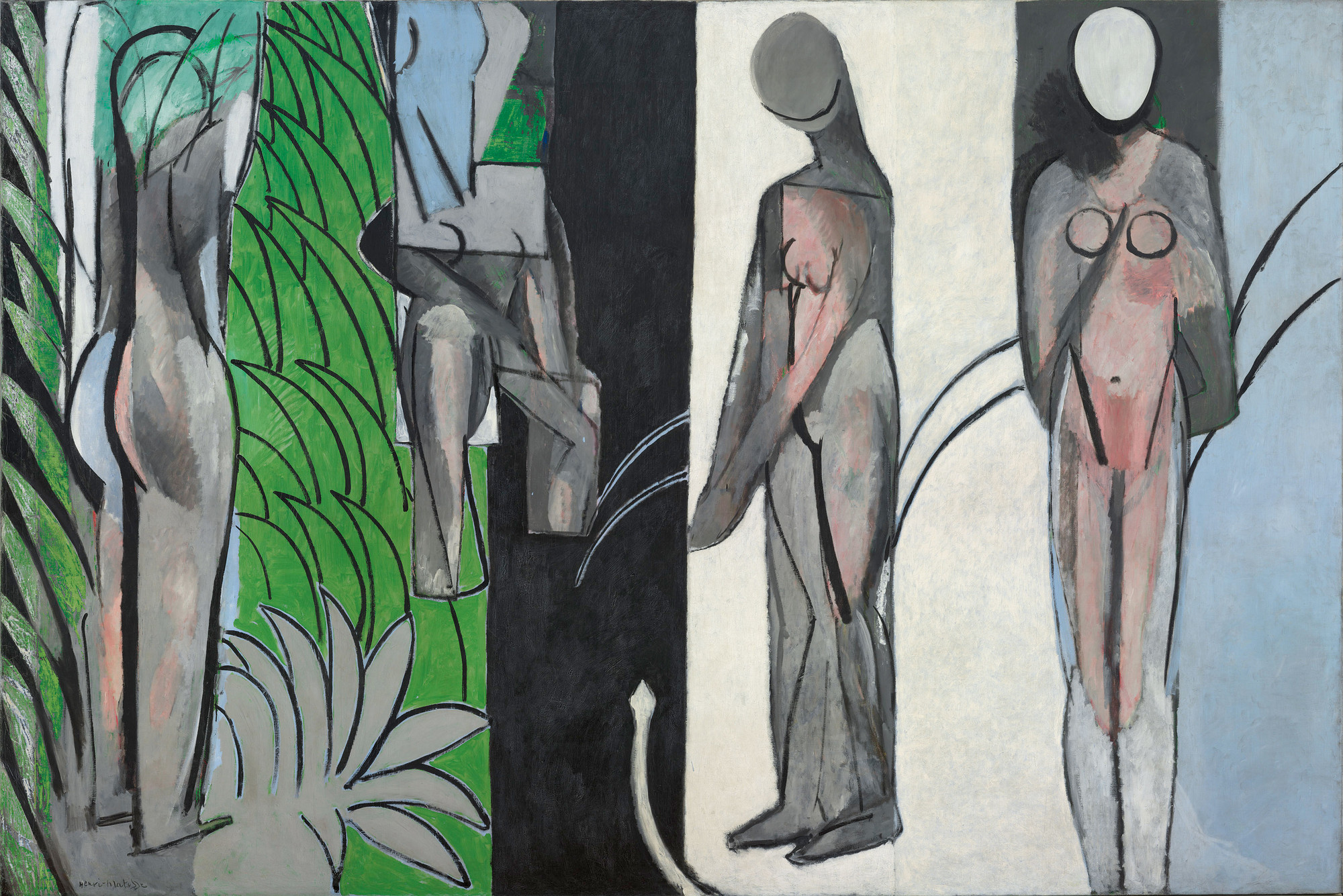 Henri Matisse. _Bathers by a River._ 1909–10, 1913, 1916–17. Oil on canvas, 102 1/2 x 154 3/16" (260 x 392 cm). The Art Institute of Chicago, Charles H. and Mary F. S. Worcester Collection.  © 2010 Succession H. Matisse/Artists Rights Society (ARS), New York