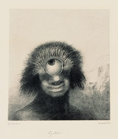 Odilon Redon
The Misshapen Polyp Floated on the Shores, a Sort of Smiling and Hideous Cyclops
Plate III from the portfolio The Origins
1883

