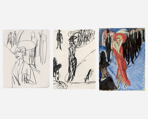 Ernst Ludwig Kirchner. Study for "Red Cocotte" (Studie zur "Roten Kokotte"). 1914
Ernst Ludwig Kirchner. Cocotte with Dog (Kokotte mit Hund). 1914
Ernst Ludwig Kirchner. Red Cocotte (Rote Kokotte). 1914.