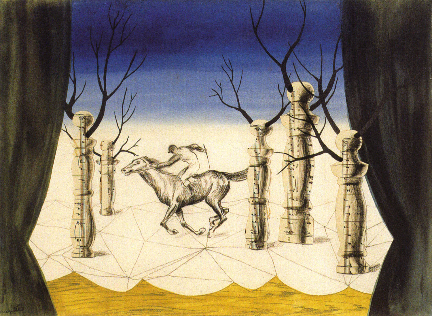 Conservation of René Magritte's _Le Jockey perdu (The Lost Jockey)._ Brussels, 1926