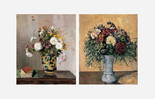 Camille Pisarro. Bouquet of Flowers with Chrysanthemums in a Chinese Vase. 1873 Paul Cézanne. Flowers in a Blue Vase. c. 1874