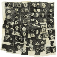 Kiki Smith. Untitled (Moons). 1993. Collaged lithograph on handmade Nepalese paper. Composition and sheet (overall): 65 3/8 x 64 3/16 x 2 3/8" (166 x 163 x 5.5 cm). Publisher: unpublished. Printer: Universal Limited Art Editions, West Islip, New York. Edition: few known variants. The Museum of Modern Art, New York. Anna Marie and Robert F. Shapiro Fund and Riva Castleman Endowment Fund, 2003. © 2003 Kiki Smith