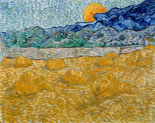 Vincent van Gogh. Landscape with Wheat Sheaves and Rising Moon. 1889