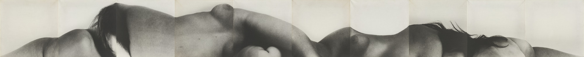 Robert Heinecken. _Figure Horizon #1_. Ten canvas panel with photographic emulsion, 11 13/16 x 11 13/16″ (30 x 30 cm) each. The Museum of Modern Art, New York. Gift of Shirley C. Burden, by exchange. © 2014 The Robert Heinecken Trust