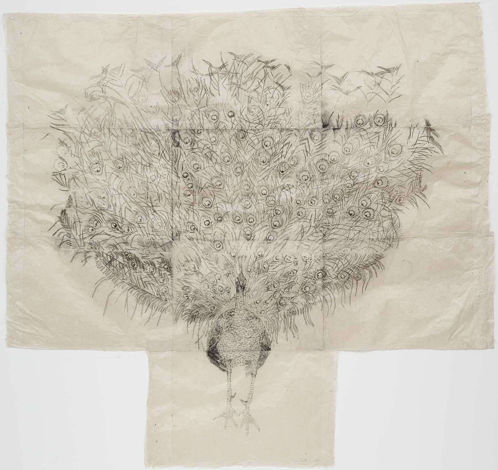 Etching on ten attached sheets of handmade Nepalese paper
Composition and sheer(overall): 71 1/2" x 6' 4 3/8" (181.6 x 194 cm)
Publisher: unpublished
Printer: Columbia University, New York
Edition: several known variants (including red and black relief-printed examples)
The Museum of Modern Art, New York. Lily Auchincloss Fund, 2003
©Kiki Smith