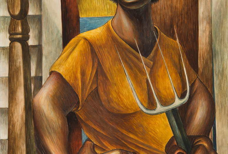Charles White. Our Land. 1951. Egg tempera on panel, 24 x 20″ (61 x 50.8 cm). Private Collection. © The Charles White Archives/Photo: Gavin Ashworth. Courtesy Jonathan Boos