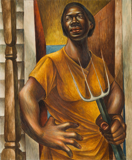 Charles White. Our Land. 1951. Egg tempera on panel, 24 x 20″ (61 x 50.8 cm). Private Collection. © The Charles White Archives/Photo: Gavin Ashworth. Courtesy Jonathan Boos
