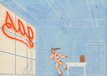 Paul Cadmus. Set design for the ballet Filling Station. 1937. Cut-and-pasted paper, gouache, and pencil on paper, 8 × 10 7/8″ (20.3 × 27.6 cm). The Museum of Modern Art, New York. Gift of Lincoln Kirstein, 1941. © 2018 Estate of Paul Cadmus