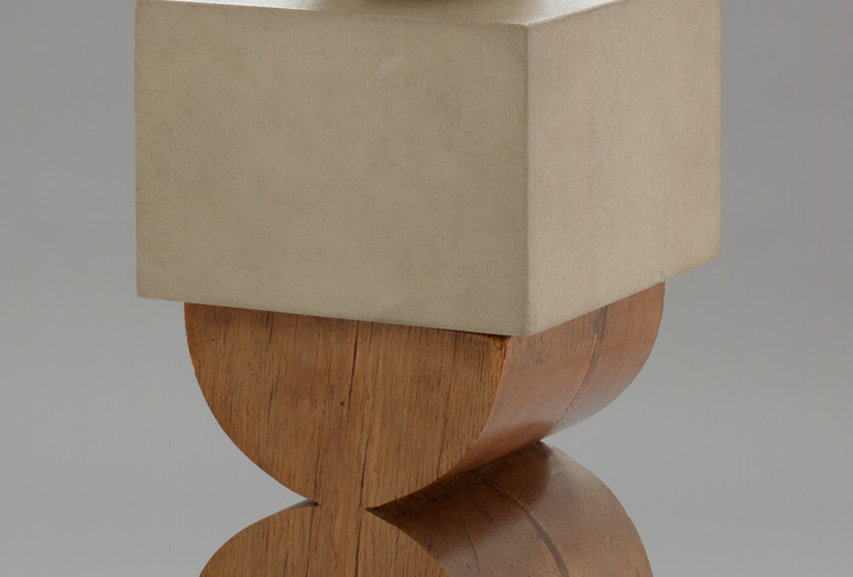 Constantin Brâncuși. Young Bird. 1928. Bronze, 16 x 8 1/4 x 12" (40.5 x 21 x 30.4 cm), on a two-part pedestal of limestone, 9 1/4" (23.5 cm) high, and oak, 23 3/4" (60.3 cm) high (carved by the artist), 16 × 8 1/4 × 12" (40.6 × 21 × 30.5 cm); Other (stone): 9 1/4" (23.5 cm); Pedestal (overall): 36 × 13 1/2 × 14" (91.4 × 34.3 × 35.6 cm). Gift of Mr. and Mrs. William A. M. Burden. © Succession Brâncuși - All rights reserved (ARS) 2018