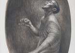 Charles White. Folksinger. 1957. Ink on board, 52 × 34″ (132.1 × 86.4 cm). Collection Pamela and Harry Belafonte. © 1957 The Charles White Archives. Photo: Christopher Burke Studios