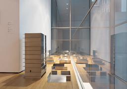 Park McArthur. STUDIO/HOME. 2018. Stainless steel. Twenty parts, each 17 1/2 × 17 1/2 × 3 1/2" (44.5 × 44.5 × 8.9 cm). Courtesy the artist and ESSEX STREET, New York