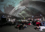 The Vinyl Factory presents Dinos Chapman Luftbobler live A/V show (US Premiere) on October 5, 2014. Presented at MoMA PS1 as part of VW Sunday Sessions 2014-2015. Photograph: Charles Roussel.