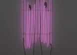 Bruce Nauman. My Last Name Exaggerated Fourteen Times Vertically. 1967. Neon tubing with clear glass tubing suspension frame, 63 × 33 × 2&#34; (160 × 83.8 × 5.1 cm). Glenstone Museum, Potomac, Maryland. © 2018 Bruce Nauman/Artists Rights Society (ARS), New York. Photo: Tim Nighswander/Imaging4Art.com