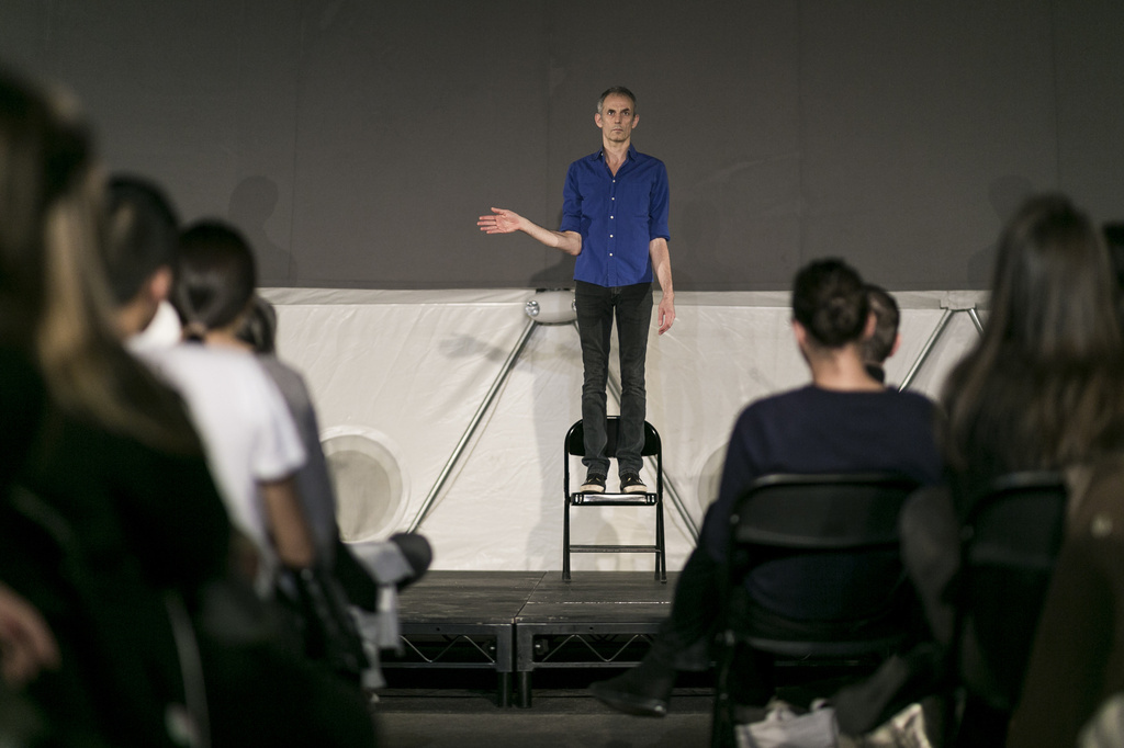 Xavier Le Roy, 2014, at MoMA PS1 as part of VW Sunday Sessions. © 2014 MoMA PS1, New York. Photo: Charles Roussel