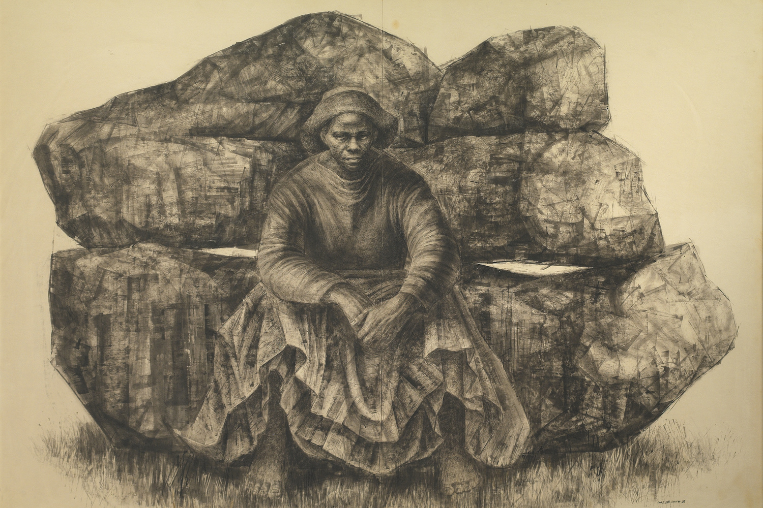 Charles White (American, 1918–1979). General Moses (Harriet Tubman). 1965. Ink on paper, 47 × 68″ (119.4 × 172.7 cm). Private collection. © The Charles White Archives. Photo courtesy of Swann Auction Galleries