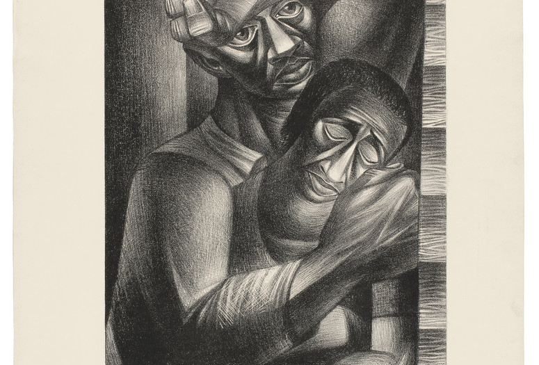 Charles White. Black Sorrow (Dolor Negro). 1946. Lithograph. 24 5/16 × 19 11/16" (61.8 × 50 cm). Philadelphia Museum of Art. Purchased with the James D. Crawford and Judith N. Dean Fund, 2003. © The Charles White Archives