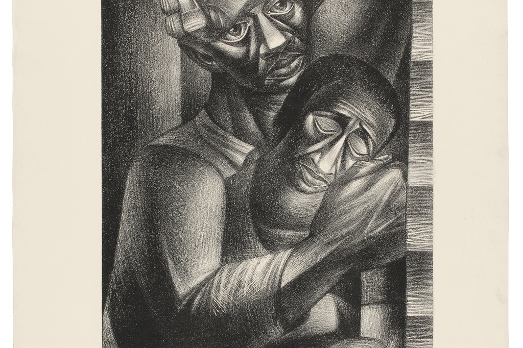 Charles White. Black Sorrow (Dolor Negro). 1946. Lithograph. 24 5/16 × 19 11/16" (61.8 × 50 cm). Philadelphia Museum of Art. Purchased with the James D. Crawford and Judith N. Dean Fund, 2003. © The Charles White Archives