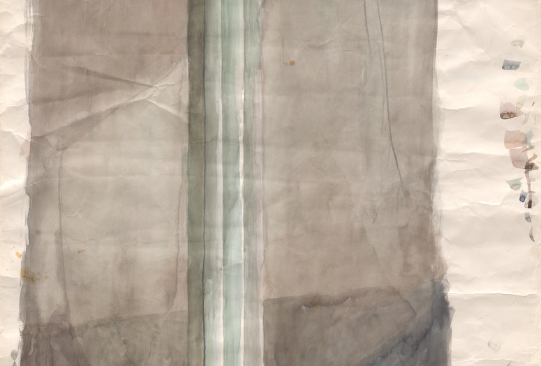 Bruce Nauman. Study related to the sculpture Storage Capsule for the Right Rear Quarter of My Body. 1966. Watercolor and pencil on paper, 38 x 24 3/4" (95.5 x 63 cm). Gift of Alexis Gregory and purchase. © 2018 Bruce Nauman/Artists Rights Society (ARS), New York
