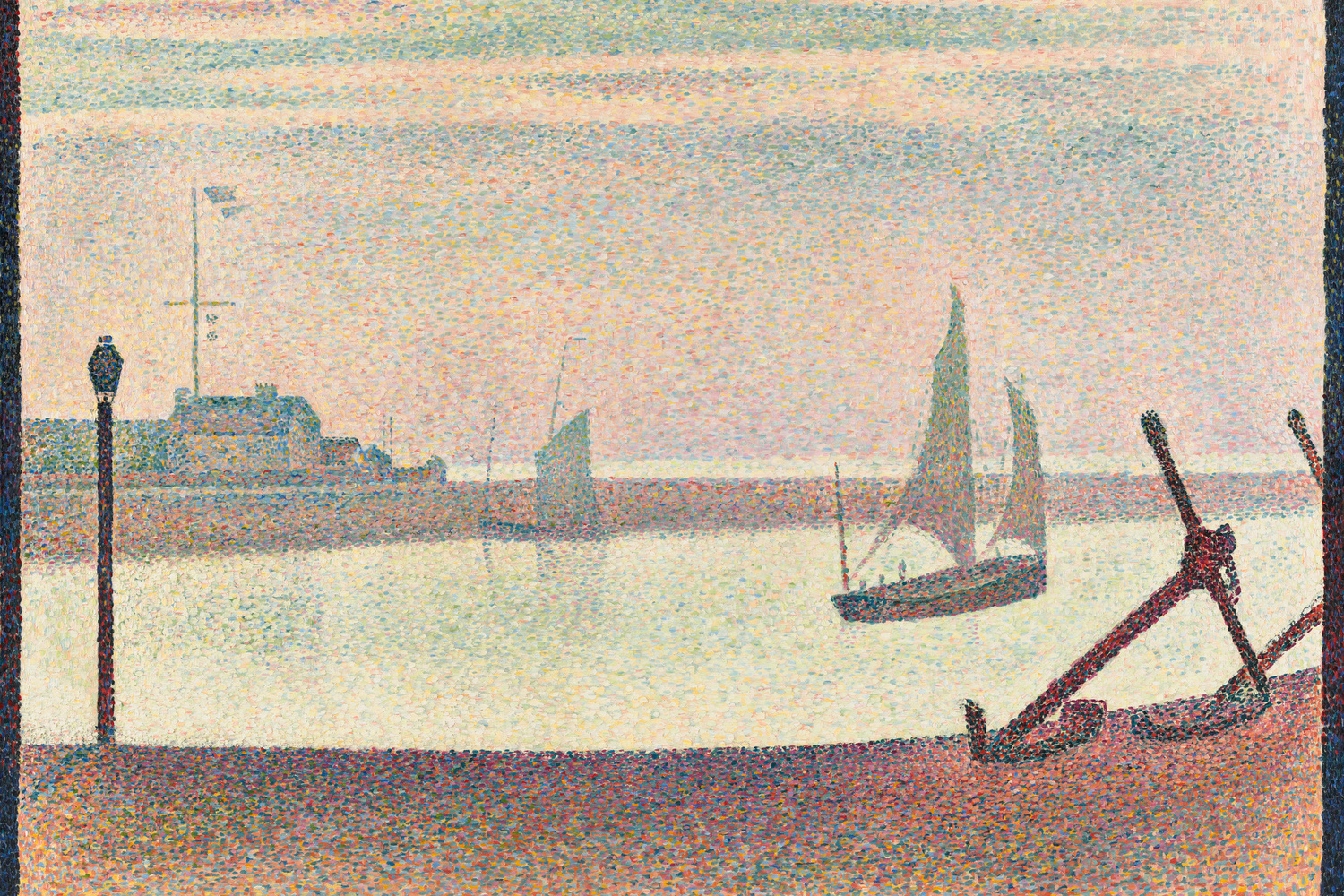 Georges-Pierre Seurat. The Channel at Gravelines, Evening, Marine avec des ancres. 1890. Oil on canvas, 25 3/4 x 32 1/4" (65.4 x 81.9 cm). Gift of Mr. and Mrs. William A. M. Burden