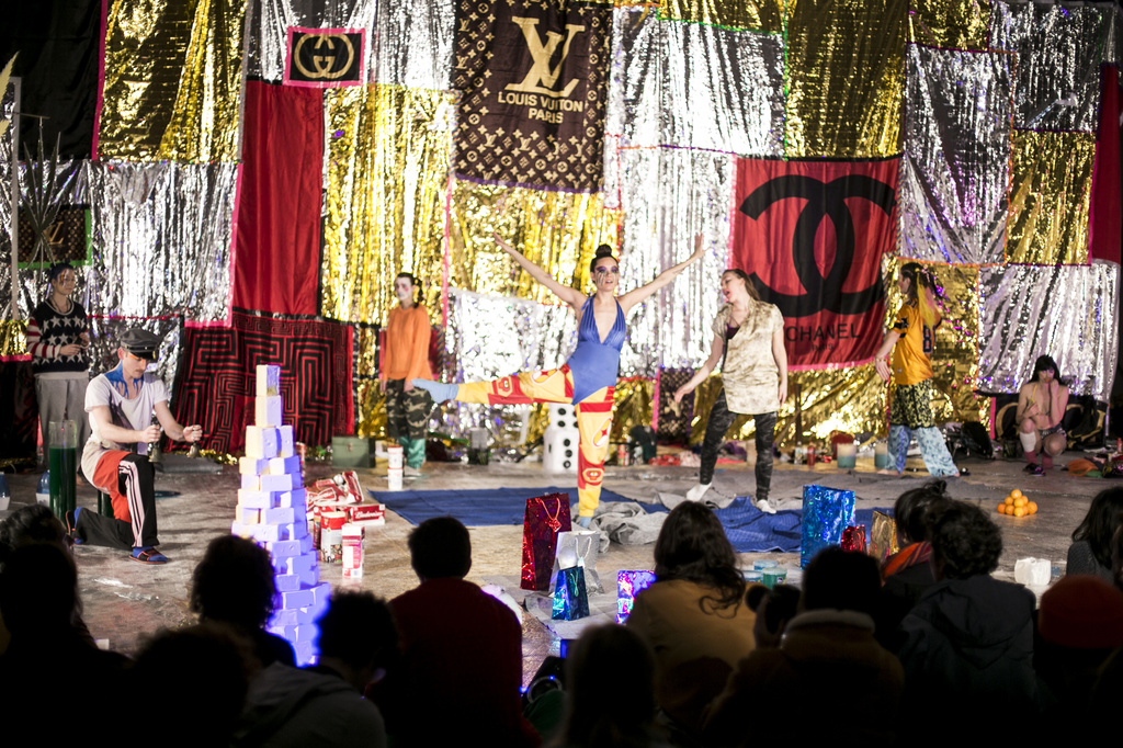Sunday Sessions Commission: Mårten Spångberg, La Substance, but in English on January 12, 2014, presented at MoMA PS1 as part of VW Sunday Sessions 2013-2014. Photo by Charles Roussel.