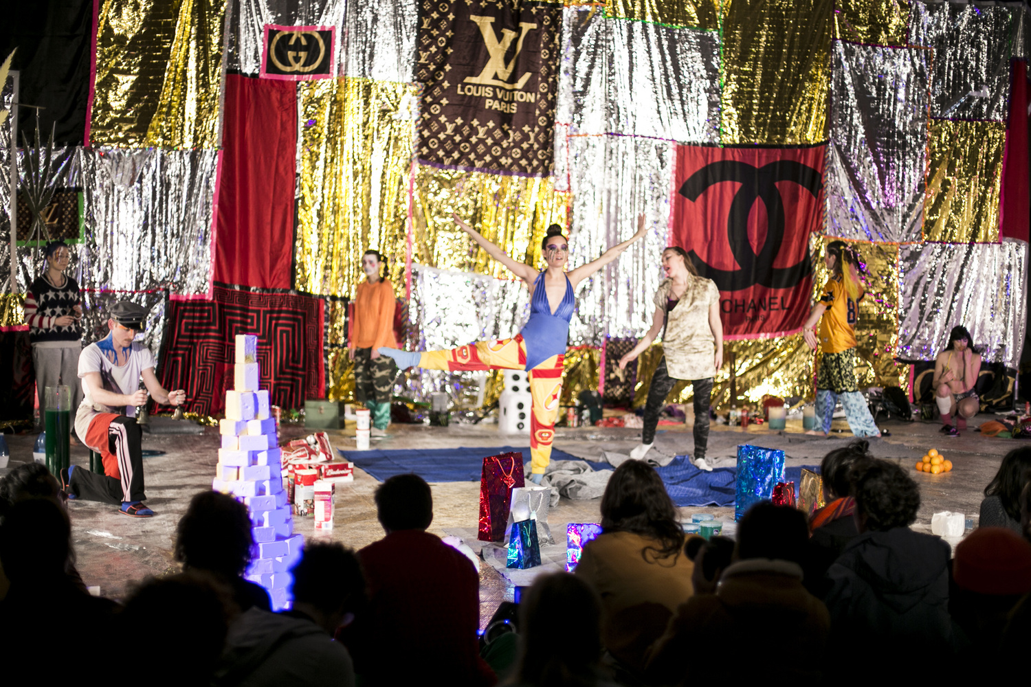 Sunday Sessions Commission: Mårten Spångberg, La Substance, but in English on January 12, 2014. Presented at MoMA PS1 as part of VW Sunday Sessions 2013-2014. Photograph: Charles Roussel.