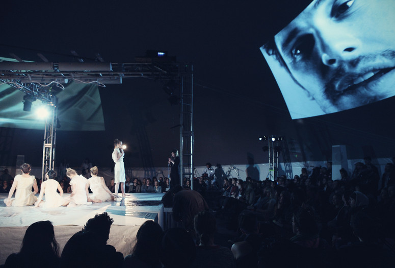 The Premiere of Multimedia Performance Bird Shit on April 7, 2013. Presented at MoMA PS1 as part of VW Sunday Sessions 2012-2013. Photograph: Charles Roussel.