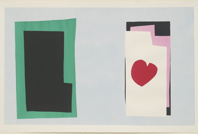 Henri Matisse. The Heart (Le Coeur) from Jazz. 1947. One from a portfolio of 20 pochoirs, composition (irreg.): 14 13⁄16 × 24" (37.7 × 61 cm); sheet: 16 9⁄16 × 25 11⁄16" (42.1 × 65.3 cm). Gift of the artist. © 2019 Succession H. Matisse/Artists Rights Society (ARS), New York