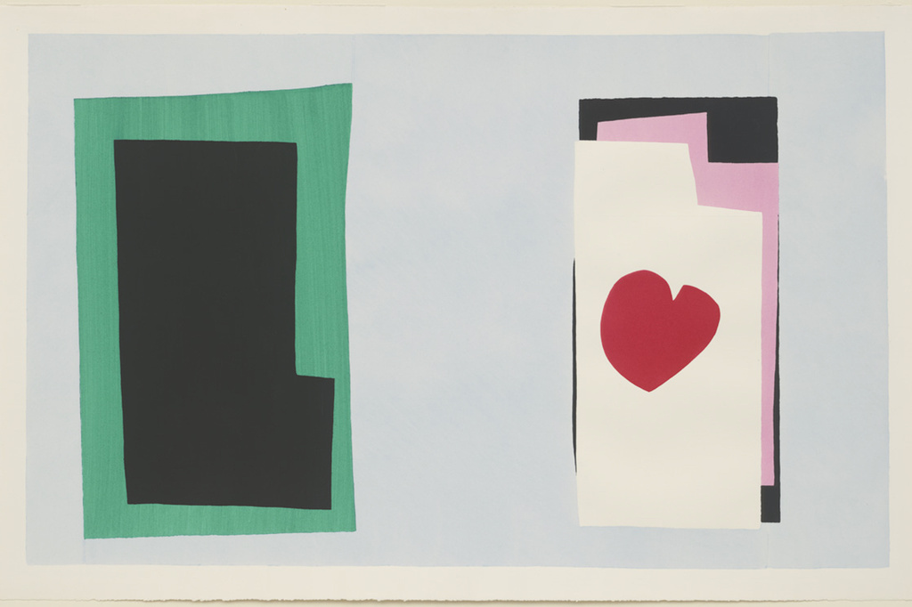 Henri Matisse. The Heart (Le Coeur) from Jazz. 1947. One from a portfolio of 20 pochoirs, composition (irreg.): 14 13⁄16 × 24" (37.7 × 61 cm); sheet: 16 9⁄16 × 25 11⁄16" (42.1 × 65.3 cm). Gift of the artist. © 2019 Succession H. Matisse/Artists Rights Society (ARS), New York