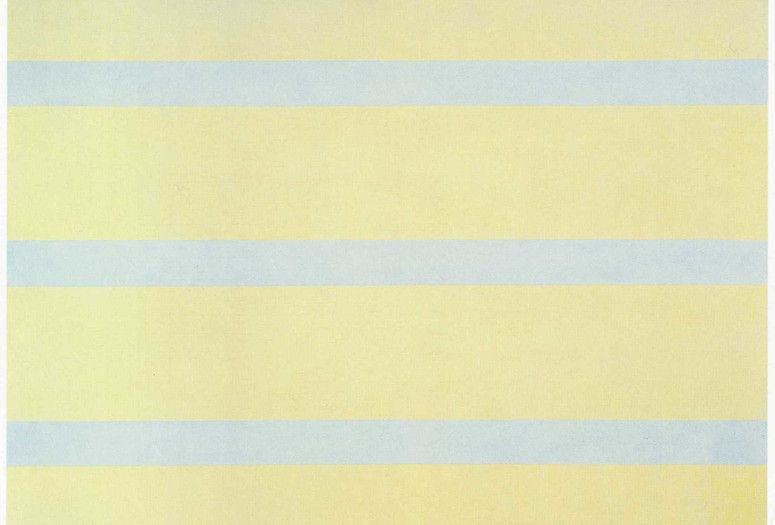 Agnes Martin. With My Back to the World. 1997. Synthetic polymer paint on canvas, six panels, each 60 x 60&#34; (152.5 x 152.5 cm). Fractional and promised gift of the Ovitz Family Collection. © 2019 Estate of Agnes Martin/Artists Rights Society (ARS), New York