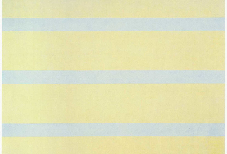 Agnes Martin. With My Back to the World. 1997. Synthetic polymer paint on canvas, six panels, each 60 x 60" (152.5 x 152.5 cm). Fractional and promised gift of the Ovitz Family Collection. © 2019 Estate of Agnes Martin/Artists Rights Society (ARS), New York