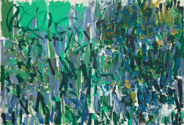 Joan Mitchell. No Rain. 1976. Oil on canvas, two panels, 9' 2" x 13' 1 /58" (279.5 x 400.4 cm). Gift of The Estate of Joan Mitchell