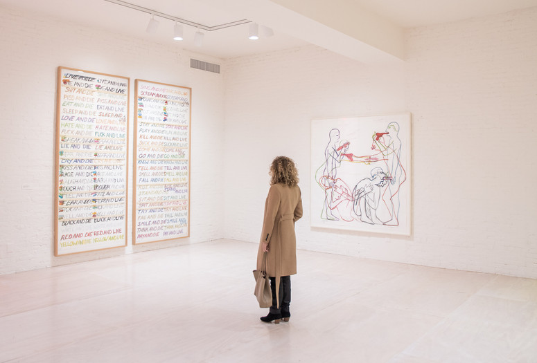 Installation view, Bruce Nauman: Disappearing Acts at MoMA PS1, New York (October 21, 2018–February 25, 2019, at MoMA and MoMA PS1). © 2018 Bruce Nauman/Artists Rights Society (ARS), New York. Digital image © 2018 The Museum of Modern Art, New York. Photo: Martin Seck