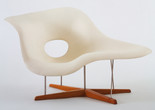 Charles Eames, Ray Eames. Prototype for Chaise Longue (La Chaise). 1948. Hard rubber foam, plastic, wood, and metal, 32 1/2 x 59 x 34 1/4&#34; (82.5 x 149.8 x 87 cm). Gift of the designers