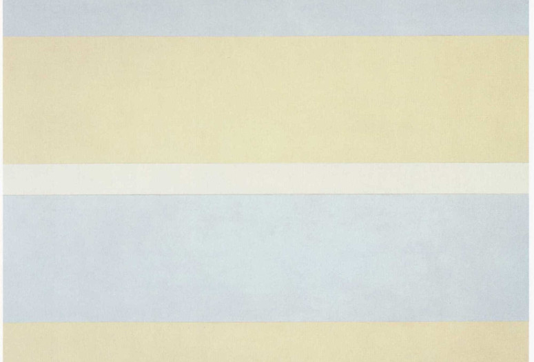 Agnes Martin. With My Back to the World. 1997. Synthetic polymer paint on canvas, six panels, each 60 x 60" (152.5 x 152.5 cm). Fractional and promised gift of the Ovitz Family Collection. © 2019 Estate of Agnes Martin / Artists Rights Society (ARS), New York