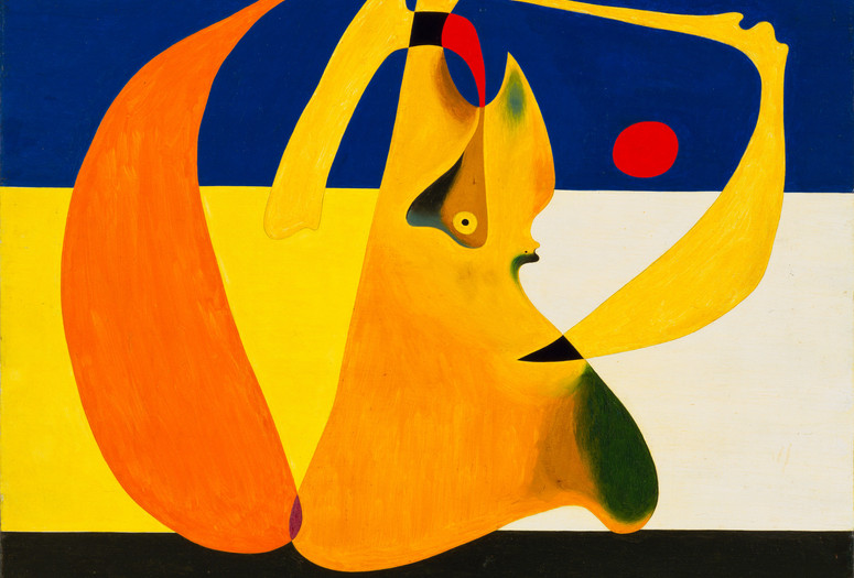 Joan Miró. Bather. 1932. Oil and pencil on wood, 14 1/2 x 18" (36.8 x 45.7 cm). Gift of Celeste and Armand P. Bartos. © 2019 Successió Miró/Artists Rights Society (ARS), New York/ADAGP, Paris