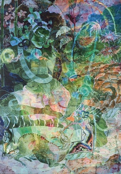 Zheng Guogu. Visionary Transformation of Achievement II. 2016. Oil on canvas, 81 1/2 × 56 7/8&#34; (207 × 144.5 cm). Image courtesy the artist