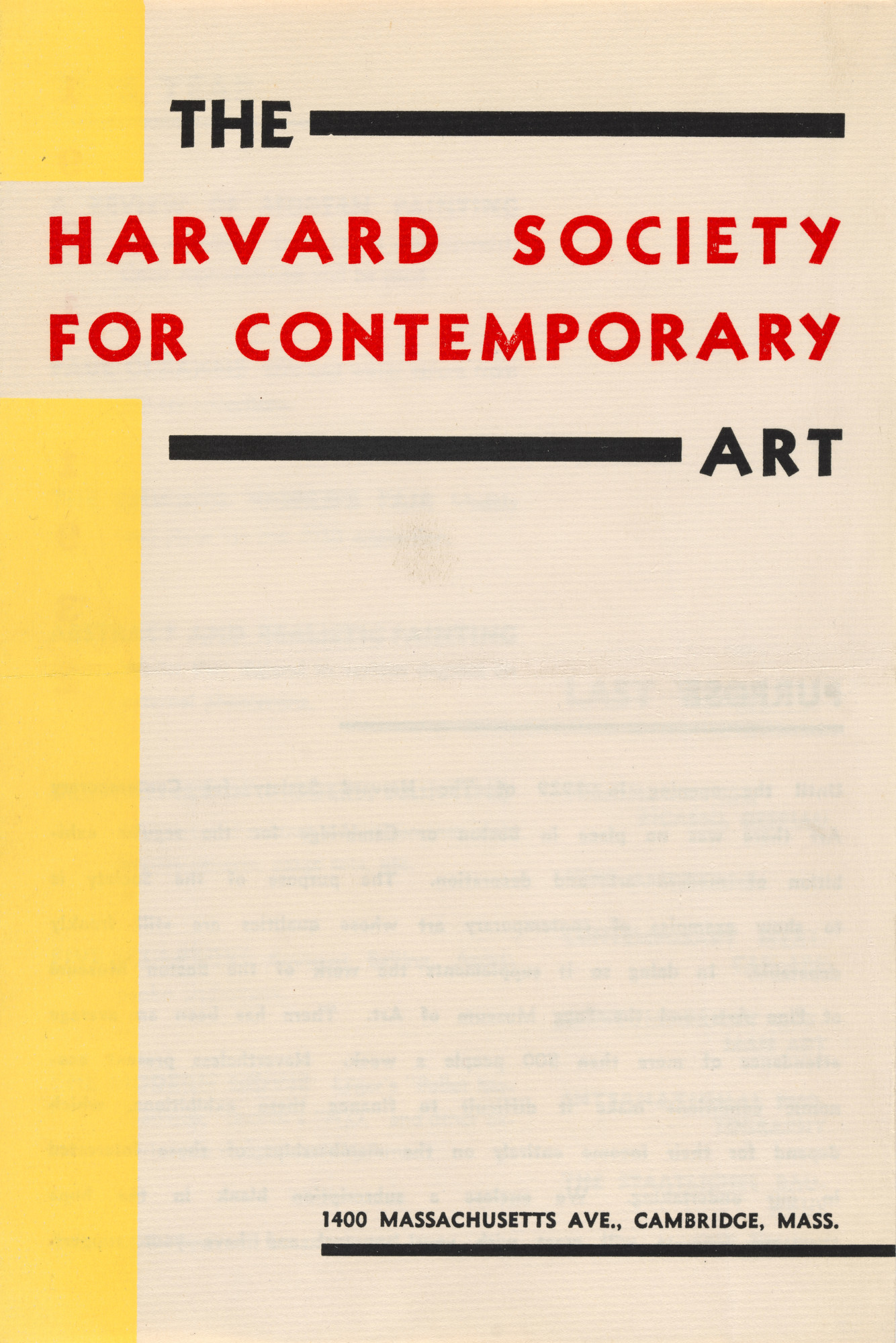 Harvard Society for Contemporary Art pamphlet, 1931–32. Harvard Society for Contemporary Art Scrapbooks, vol. 2 (Autumn 1930–33). The Museum of Modern Art Archives, New York