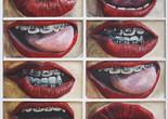 Gina Beavers. Who Has Braces. 2014. Acrylic and wood on canvas panel. Courtesy of the artist.