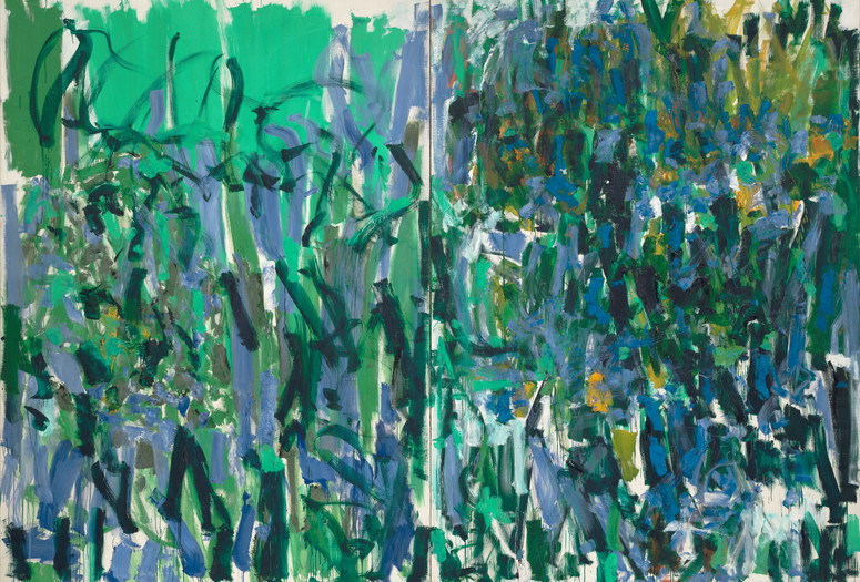 Joan Mitchell. No Rain. 1976. Oil on canvas, two panels, 9&#39; 2&#34; x 13&#39; 1 /58&#34; (279.5 x 400.4 cm). Gift of The Estate of Joan Mitchell