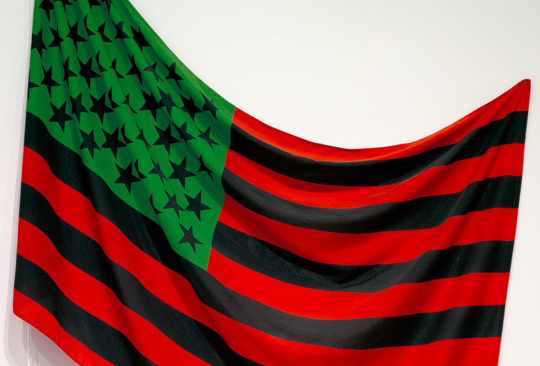 David Hammons. African-American Flag. 1990. Fabric, 56&#34; x 7&#39; 4&#34; (142.2 x 223.5 cm). Gift of The Over Holland Foundation. © 2019 David Hammons