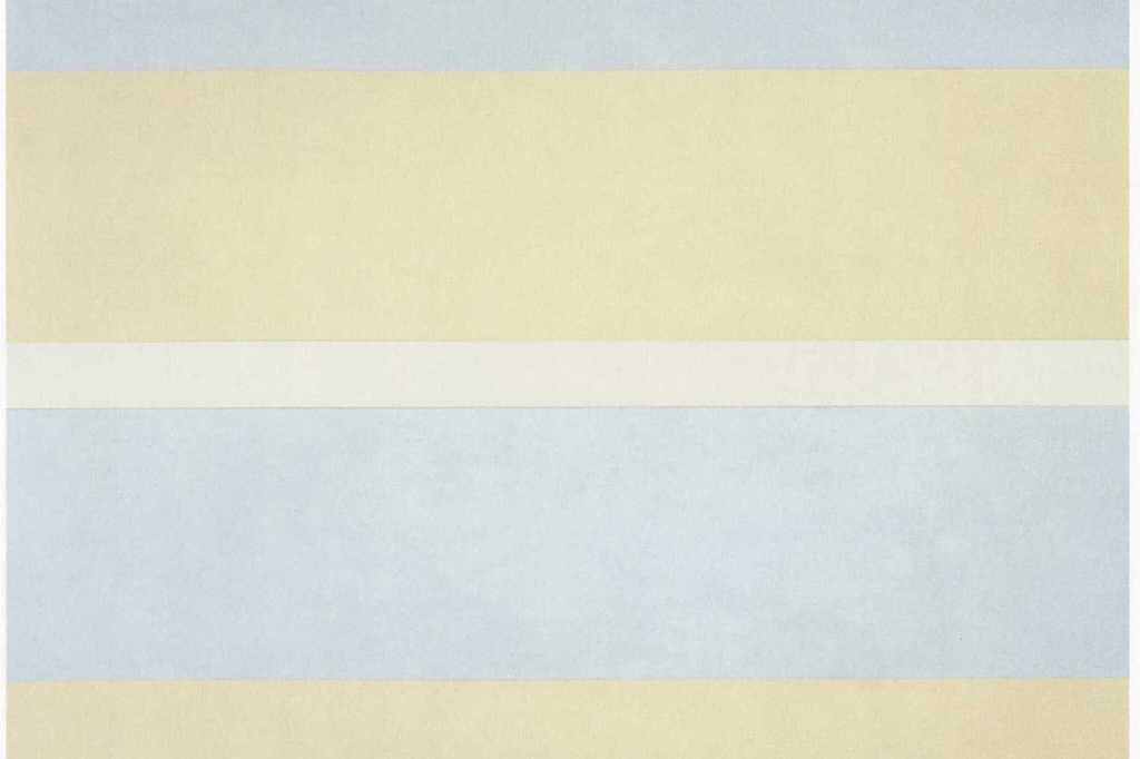 Agnes Martin. With My Back to the World. 1997. Synthetic polymer paint on canvas, six panels, each 60 x 60" (152.5 x 152.5 cm). Fractional and promised gift of the Ovitz Family Collection. © 2019 Estate of Agnes Martin/Artists Rights Society (ARS), New York