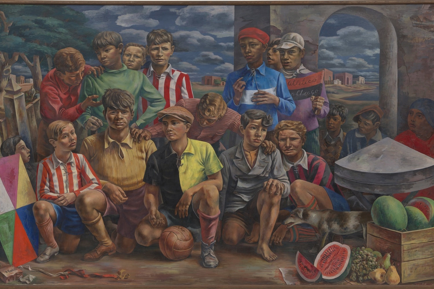 Antonio Berni. New Chicago Athletic Club (Club atlético Nueva Chicago). 1937. Oil on canvas, 6' 3/4" × 9' 10 1/4" (184.8 × 300.4 cm). The Museum of Modern Art, New York. Inter-American Fund. © 2019 Fundación Antonio Berni and Luis Emilio De Rosa, Argentina