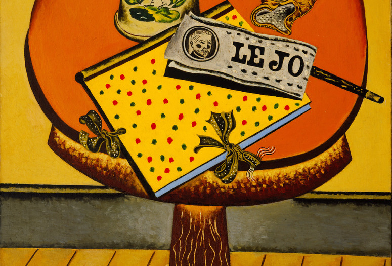 Joan Miró. Still Life -- Glove and Newspaper. 1921. Oil on canvas, 46 x 35 1/4" (116.8 x 89.5 cm). Gift of Armand G. Erpf. © 2019 Successió Miró/Artists Rights Society (ARS), New York/ADAGP, Paris