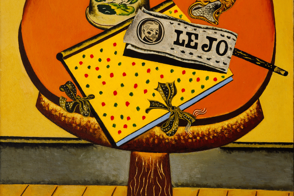 Joan Miró. Still Life -- Glove and Newspaper. 1921. Oil on canvas, 46 x 35 1/4" (116.8 x 89.5 cm). Gift of Armand G. Erpf. © 2019 Successió Miró/Artists Rights Society (ARS), New York/ADAGP, Paris
