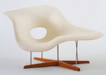 Charles Eames, Ray Eames. Prototype for Chaise Longue (La Chaise). 1948. Hard rubber foam, plastic, wood, and metal, 32 1/2 x 59 x 34 1/4&#34; (82.5 x 149.8 x 87 cm). Gift of the designers